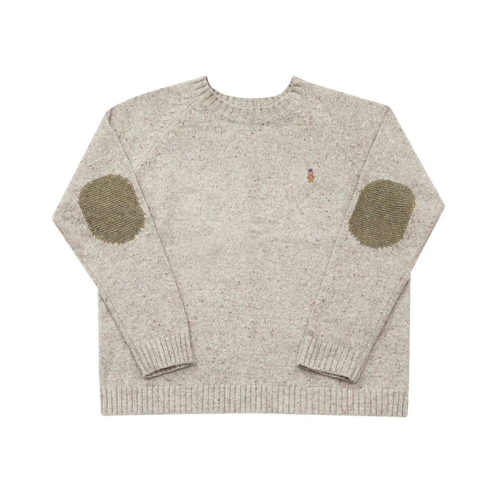 lobby bear embroidery pullover beige