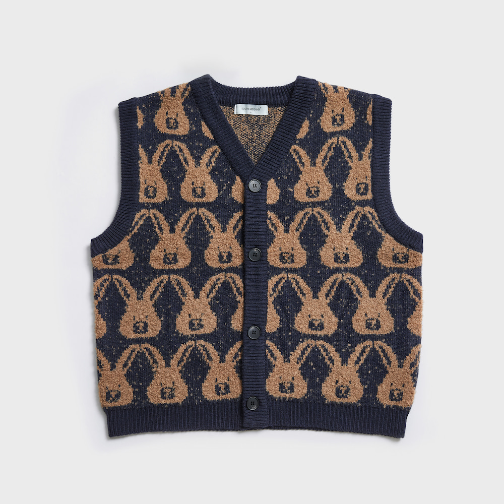 button boucle vest rabbit navy