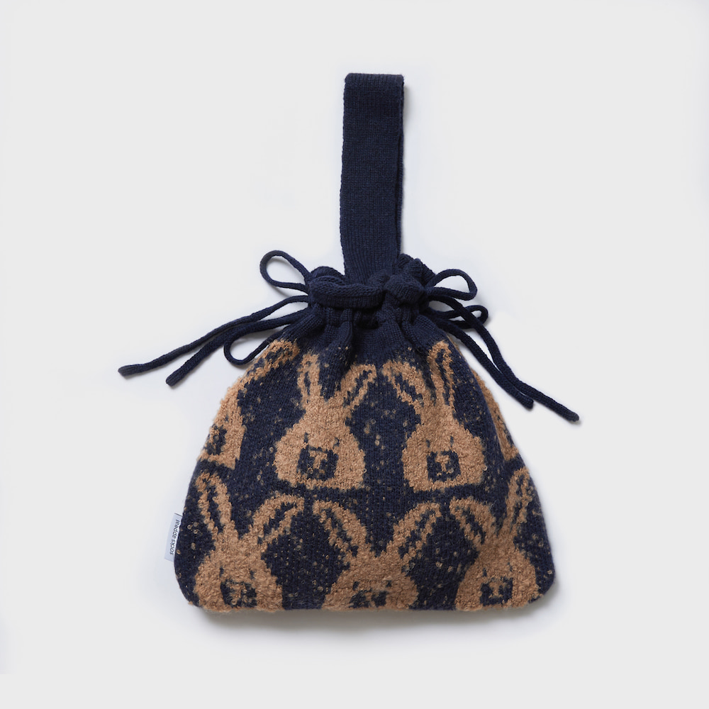 boucle knit bag rabbit navy