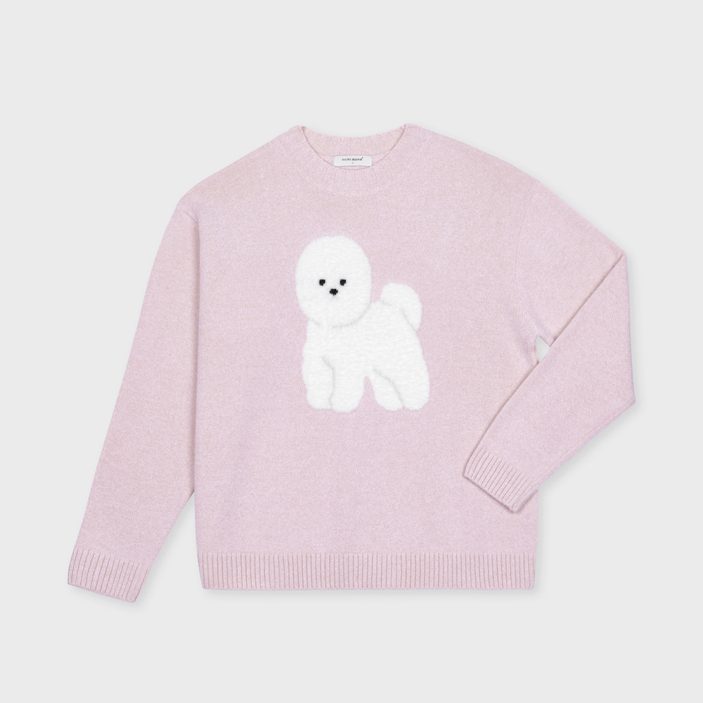 wool pullover bichon pink