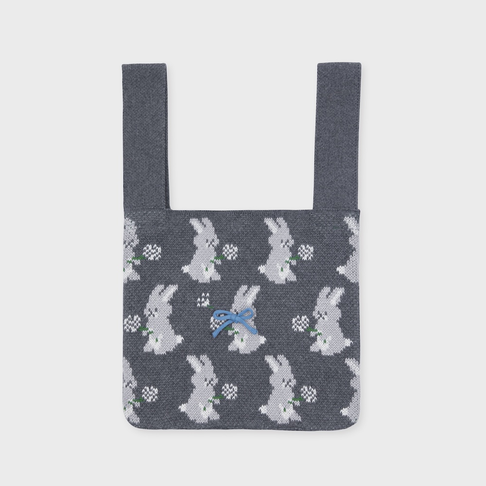cotton knit bag dandelion bunny grey
